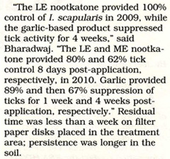 Mosquito Barrier suppressed tick activity for 4 weeks